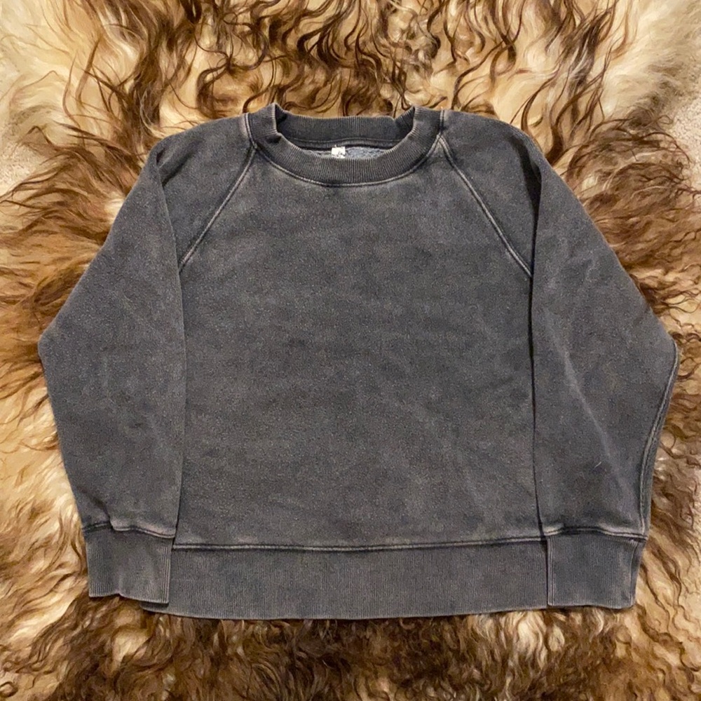 Free People 3/4 Sleeve Crop Garment Dye Sweatshirt